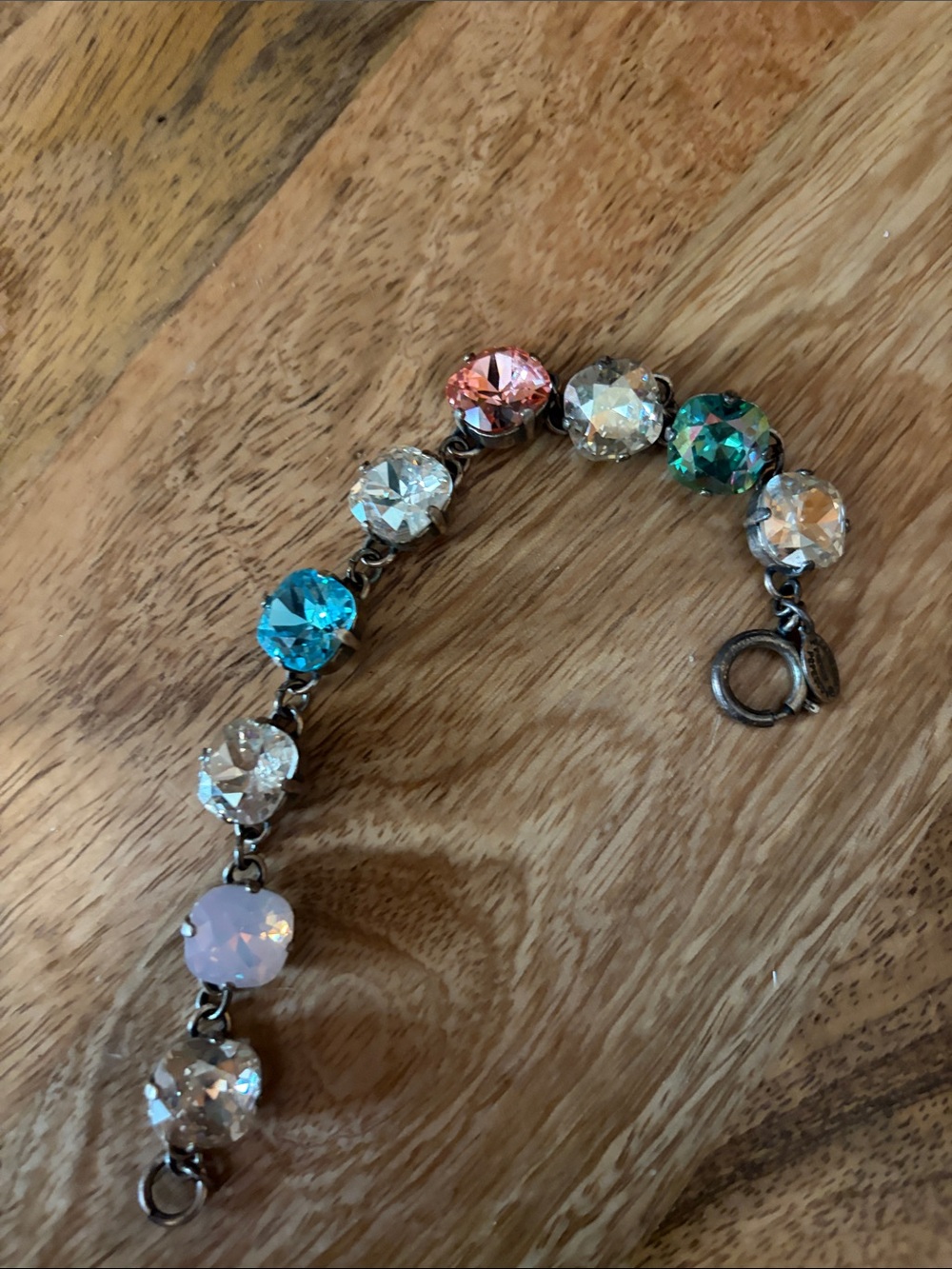 Catherine Popesco Multicolor Crystal Bracelet - Blue, Pink, Green, Clear